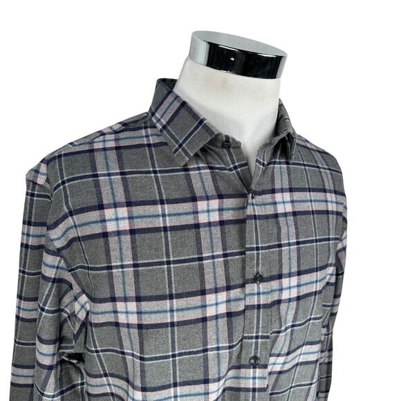 Untuckit Flannel Shirt Men’s XL Gray Blue Pink Long Sleeve Button Up 100% Cotton - Picture 2 of 9
